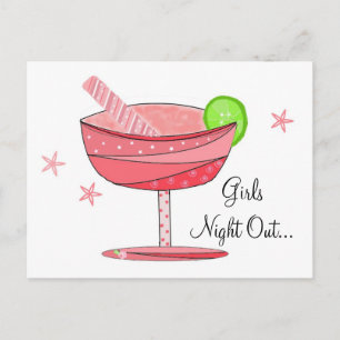 Rosa Getränke Mädchen Nacht Postkarte