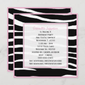 Rosa getrimmt: Zebra-Party Einladung (Vorne/Hinten)