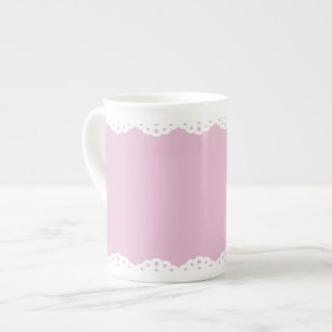 Rosa getrimmte Bone-China-Tasse Porzellantasse