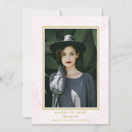 Rosa gewaschte Palmen und Goldrahmen Foto Abschlus Ankündigung