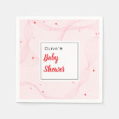 Rosa, gewellte Linien mit niedlichen Herzen Papier Serviette (Vorderseite)