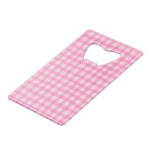 Rosa gewelltes Gingham-Mädchen-Lockschrift-Monogra Geldbeutel Flaschenöffner (Rückseite Schrägansicht)