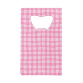 Rosa gewelltes Gingham-Mädchen-Lockschrift-Monogra Geldbeutel Flaschenöffner (Rückseite)