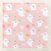 Rosa Ghost Fun Halloween Dekoration Glasuntersetzer (Vorderseite)