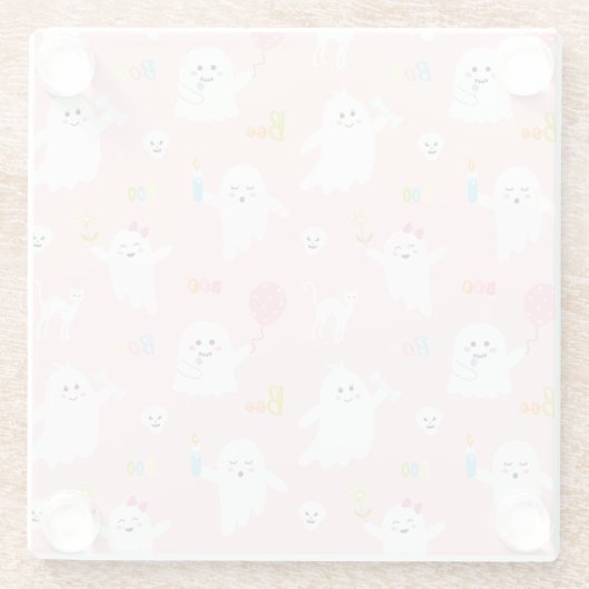 Rosa Ghost Fun Halloween Dekoration Glasuntersetzer (Rückseite)