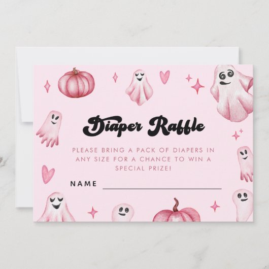 Rosa Ghost Kleine Boo Babydusche Windelwanne Raffe Einladung (Vorderseite)