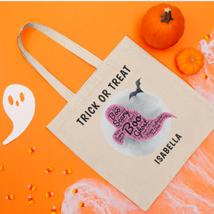 Rosa Ghost Monogram Name Trick oder Tote Tasche be