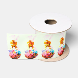 Rosa Giftbag Green Ribbon Satinband