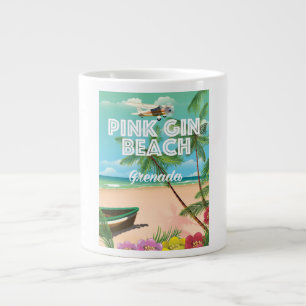 Rosa Gin Beach Grenada Reiseplakat Jumbo-Tasse