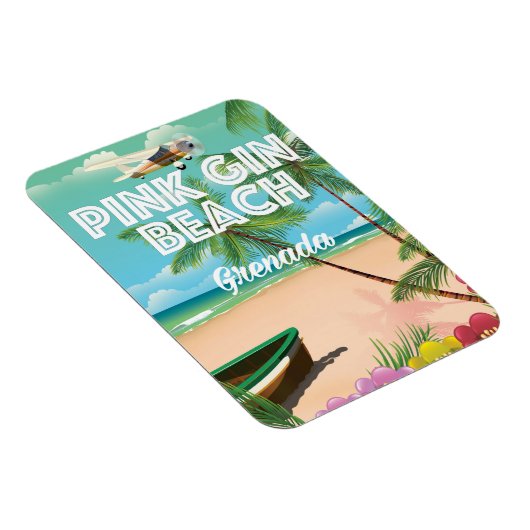 Rosa Gin Beach Grenada Reiseplakat Magnet (Rechte Seite)