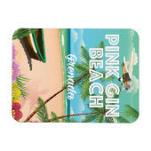 Rosa Gin Beach Grenada Reiseplakat Magnet (Horizontal)
