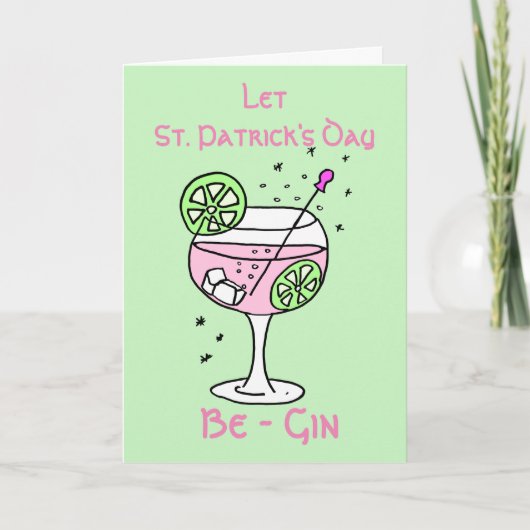 Rosa Gin St. Patrick's Day Karte (Vorderseite)