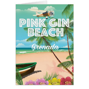 Rosa Gin Strand Grenada Reiseplakat
