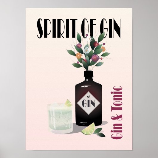 Rosa Gin & Tonic Cocktail | Für Gin Lovers Poster (Vorne)