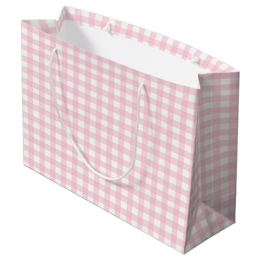 Rosa Gingham 1 Große Geschenktüte (Rückseite Schrägansicht)