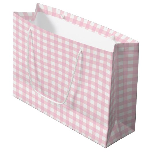 Rosa Gingham 1 Große Geschenktüte (Vorderseite Schrägansicht)