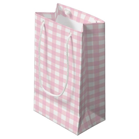 Rosa Gingham 1 Kleine Geschenktüte (Vorderseite Schrägansicht)