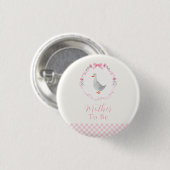 Rosa Gingham Alberne Gans Mutter Wird Baby Shower Button (Vorne & Hinten)