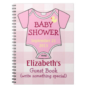 Rosa Gingham-Baby-Ausstattungs-DuscheGuestbook Notizblock
