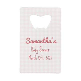 Rosa Gingham-Baby-Party-Creditcard-Flaschenöffner Geldbeutel Flaschenöffner