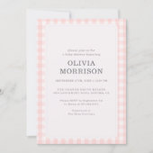 Rosa Gingham-Baby-Party Einladung (Vorderseite)