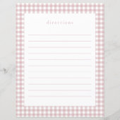 Rosa Gingham-Baby-Party-Rezeptkarte (Rückseite)