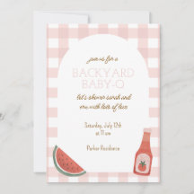 Rosa Gingham Baby-Q Babyparty-Einladung