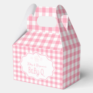 Rosa Gingham Baby-Q BBQ Baby Shower Giebelschachte Geschenkschachtel