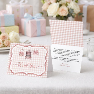 Rosa Gingham Baby Q Wäscheleine Grill Würdigung Dankeskarte