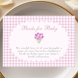 Rosa Gingham-Baby-Shower-Bücher für Baby-Karte Begleitkarte