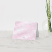 Rosa Gingham-Baby-Shower-Dankeskarten Dankeskarte (Rückseite)