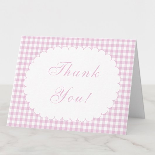 Rosa Gingham-Baby-Shower-Dankeskarten Dankeskarte