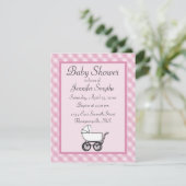 Rosa Gingham Baby Shower Einladungen (Stehend Vorderseite)