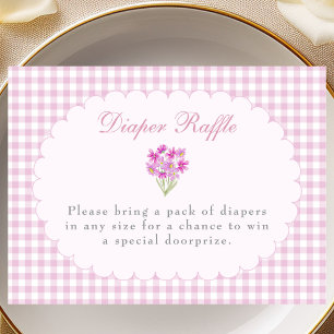 Rosa Gingham-Baby-Shower-Windel-Raffle-Karte Begleitkarte