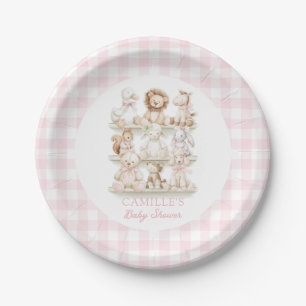 Rosa Gingham-Baby-Tier-Baby-Party Pappteller