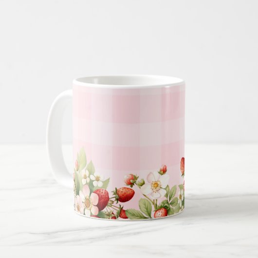 Rosa Gingham Babydusche Kaffeetasse (Vorderseite Links)