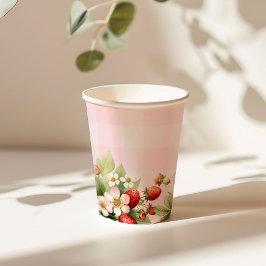 Rosa Gingham Babydusche Pappbecher