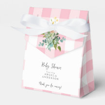 Rosa Gingham-Babyparty-Dankeschön-Box