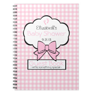 Rosa Gingham-Babyparty-Gast-Buch Notizblock