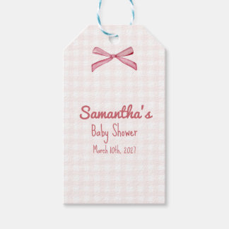 Rosa Gingham-Babyparty-Geschenkanhänger Geschenkanhänger