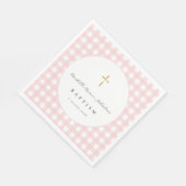 Rosa Gingham-Babytaufe-Papier Serviette (Ecke)