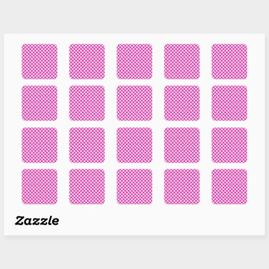Rosa Gingham Background Square Sticker (Blatt)