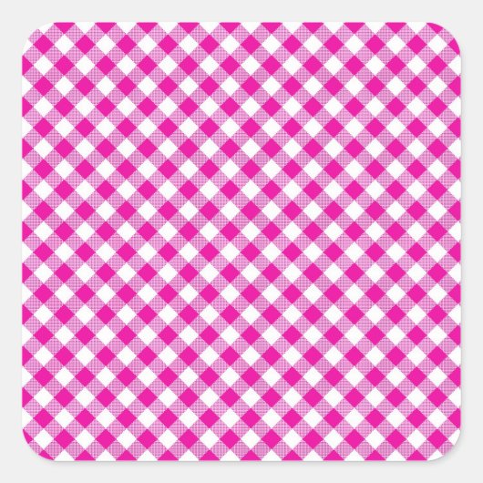 Rosa Gingham Background Square Sticker (Vorderseite)