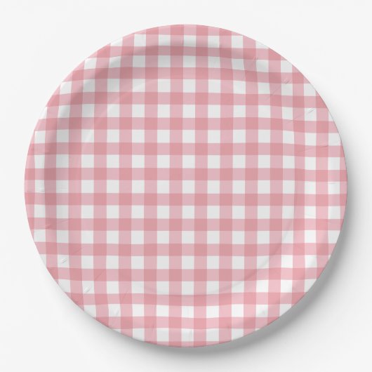 Rosa Gingham-Bauernhof-Geburtstag Pappteller (Vorderseite)