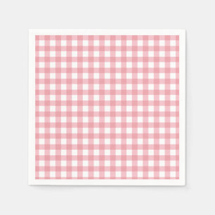 Rosa Gingham-Bauernhof-Geburtstag Serviette