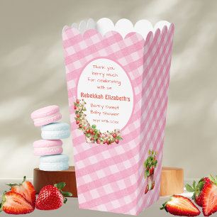 Rosa Gingham-Beeren süße Babyparty Geschenkschachtel