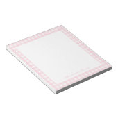 Rosa Gingham benutzerdefinierter Name Notizblock (angewinkelt)