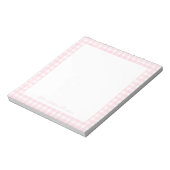 Rosa Gingham benutzerdefinierter Name Notizblock (Rotiert)