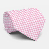 Rosa Gingham-Blasebalg Krawatte (Gerollt)