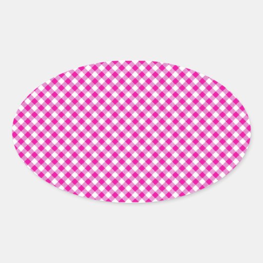 Rosa Gingham & Blume Oval Aufkleber (Vorderseite)